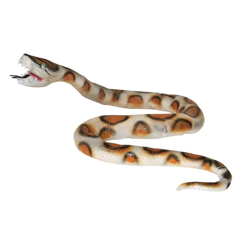 Nep python slang - 160 cm - wit/bruin - griezel/horror thema decoratie dieren/reptielen - Top Merken Winkel